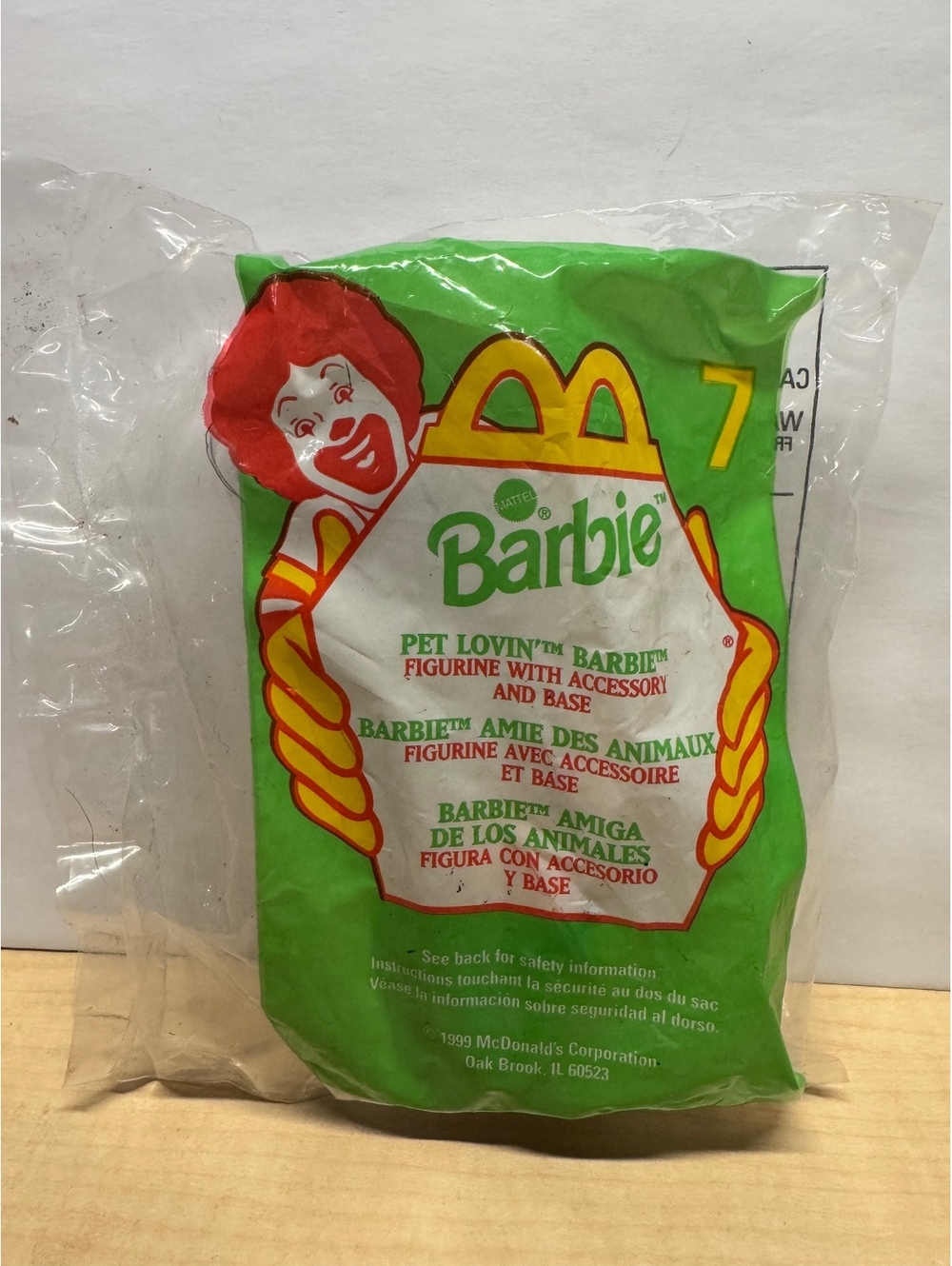 1999 McDonald's Barbie toy #7 Pet Lovin' Barbie new in bag